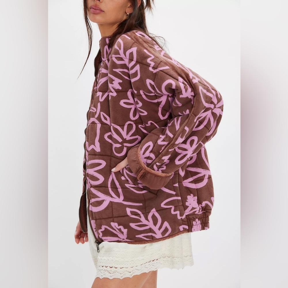 NWT Printed Dolman Quilted Knit Jacket~Chocolate Combo - Picture 4 of 4